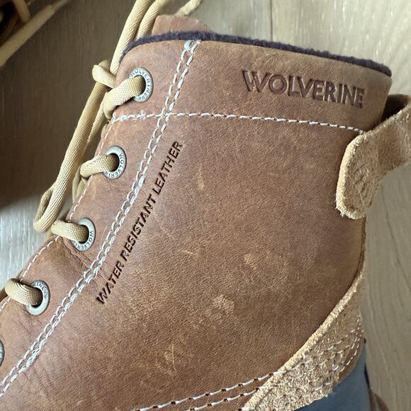 Wolverine Women's Torrent Cognac Brown Snow Boots Leather Rubber Duck Boots 7M - Picture 8 of 9